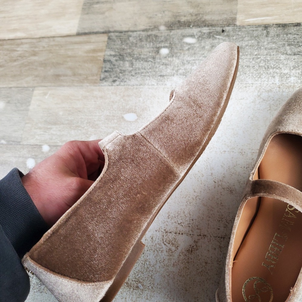SAM & LIBBY Fredi Womens Mary Jane Flats Sz 7 Spiced Carmel Brown Velvet Buckle - Picture 8 of 12